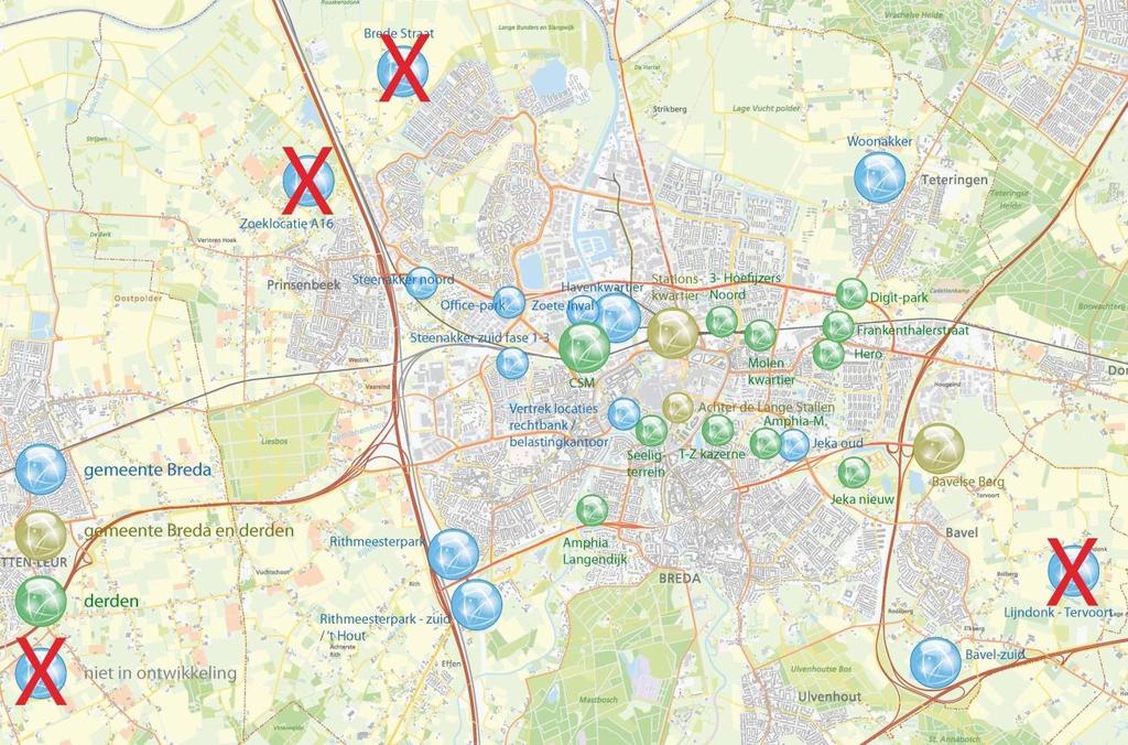 Misschien ontwikkelen De derde categorie bestaat uit locaties die al dan niet in ontwikkeling komen, afhankelijk of er programma voor stedelijke functies voor wonen of werken beschikbaar is.