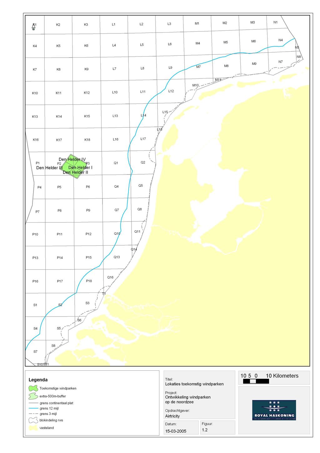 Figuur 1.2: Mogelijke locaties voor windparken op de Noordzee (Airtricity, 2005).