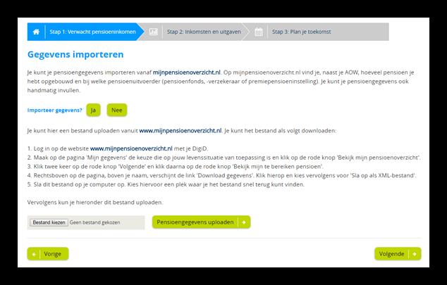 Aan de slag met het pensioendashboard Stap 1: te verwachten pensioeninkomen.