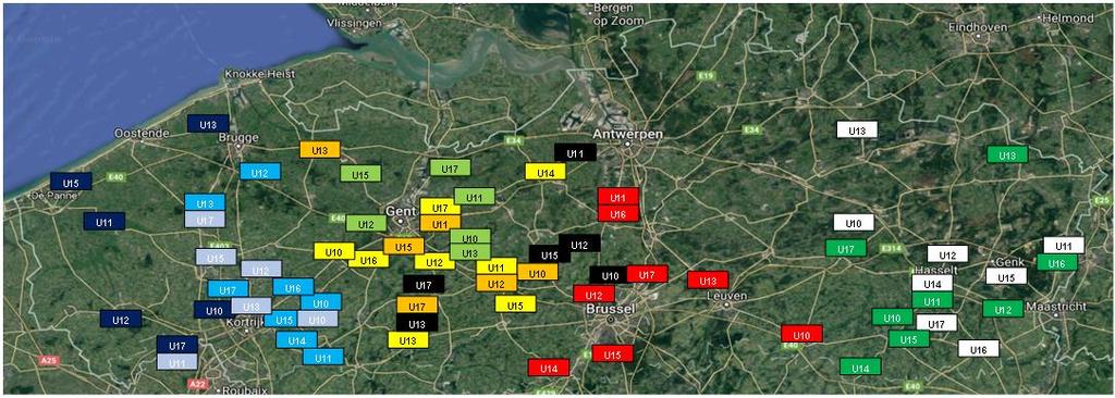 Locaties Voorbereidingstornooien 2017 (68 clubs)