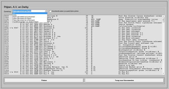 Prijzen, A.V. en Derby Het is nu mogelijk om bij het uitprinten van de Prijzen, A.V. en Derby te kiezen om de prijzenlijst per prijssoort op een apart vel te laten uitprinten.