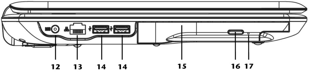 .. ( blz. 52) Componenten Linkerkant Hulp Appendix (vergelijkbare afbeelding) 12 - Netadapter-aansluiting... ( blz. 28) 13 - LAN poort (RJ-45)... ( blz. 47) 14 - USB 2.