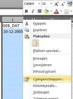 roepen. Klik op 'Celeigenschappen'.