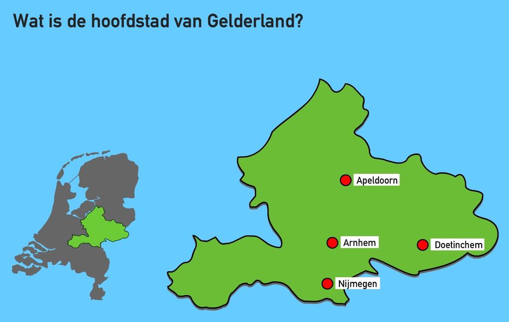 Welke provincie hoofdstad hoort bij GELDERLAND? a.