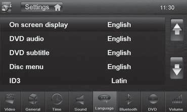 Basisinstellingen Nuttige informatie Taal DVD De volgende instellingen zijn mogelijk: On screen display Taal voor de gebruikersinterface van het apparaat.