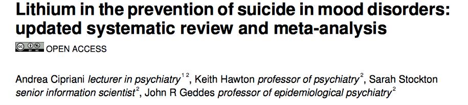 Vraag: Heeft lithium een preventief anti-suïcidaal effect bij patiënten met unipolaire en