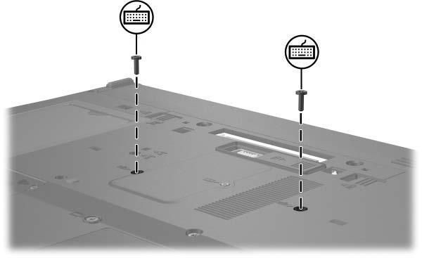 14. Leg de computer ondersteboven op een vlakke ondergrond. 15. Plaats de toetsenbordschroeven terug. 16.