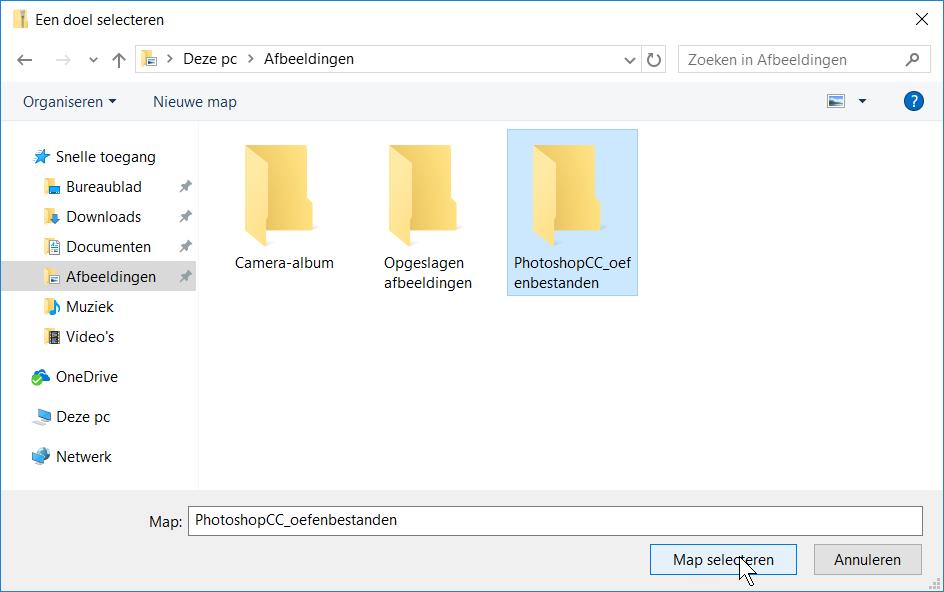 1: Klik, indien nodig, op tabblad In Windows 7: U gaat een nieuwe map maken en geeft deze de naam Oefenbestanden Photoshop.
