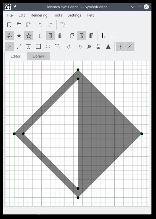 Hoofdstuk 2 De gebruikersinterface 2.1 Het hoofdvenster van SymbolEditor Het hoofdvenster bestaat uit een widget met tabbladen met de symbool-editor en een weergave van de bibliotheek.