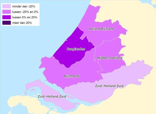 Vloerproductiviteit 10 2012, naar REO, naar sector Dagelijks Mode & Luxe Vrije tijd Bron: Bureau Stedelijke Planning, kaarten I&O Research Volumineus met uitzondering van Haaglanden Grosso modo