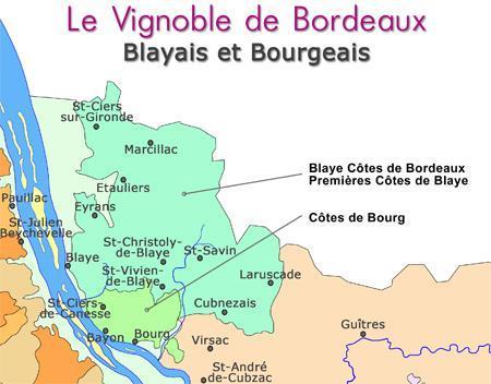 Overige appellaties Côtes de Bourg Nieuwe appellatie (m.i.v. oogst 2008) Côtes de Bordeaux Samenvoeging van 4 gebieden: Blaye - incl.