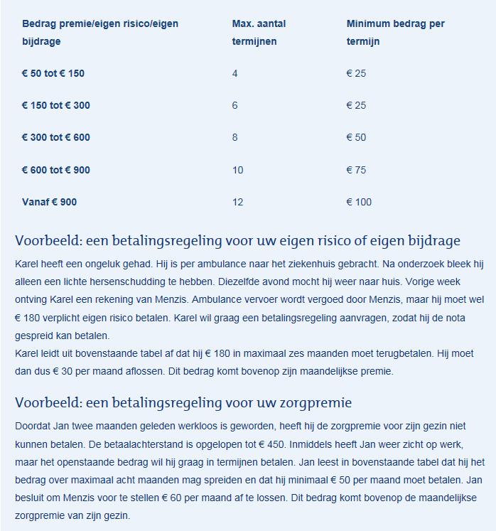 Bijlage 1 Betalingsregeling