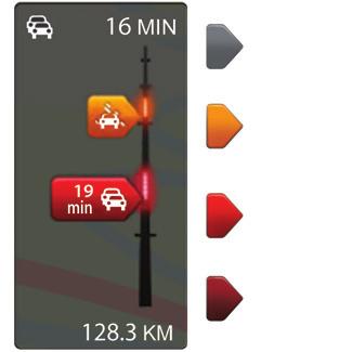 VERKEERSINFORMATIE (2/3) Verkeersinformatiebalk De verkeersbalk is beschikbaar voor de verkeersinfodiensten.