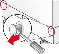 Pomp Programmakiezer op Off (Uit) zetten. Gebruik schroevendraaier om borgpen los te maken. De plint omklappen en naar boven verwijderen.