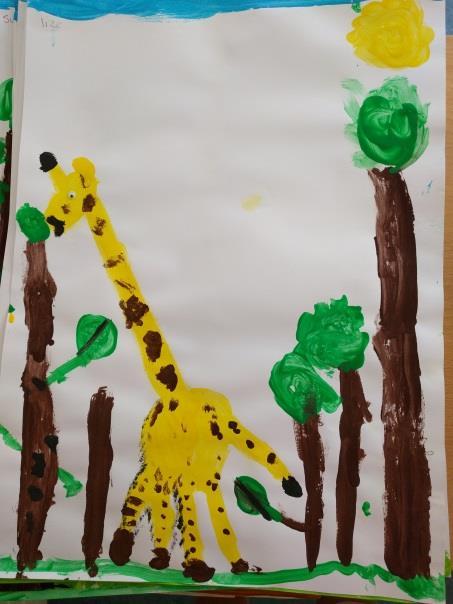 We verven een giraffe. We maken een zebra van de letter Z.