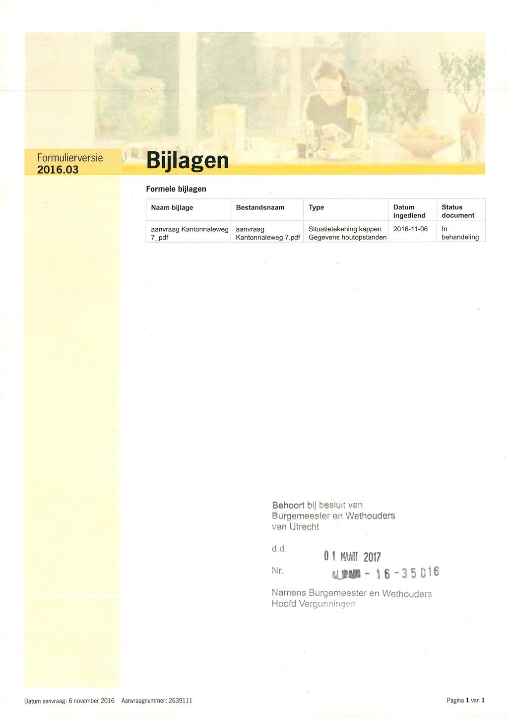 Formulierversie 2016.03 Bijlagen Formele bijlagen Naam bijlage Bestandsnaam Type Datum ingediend Status document aanvraag Kantonnaleweg aanvraag 7_pdf Kantonnaleweg 7.