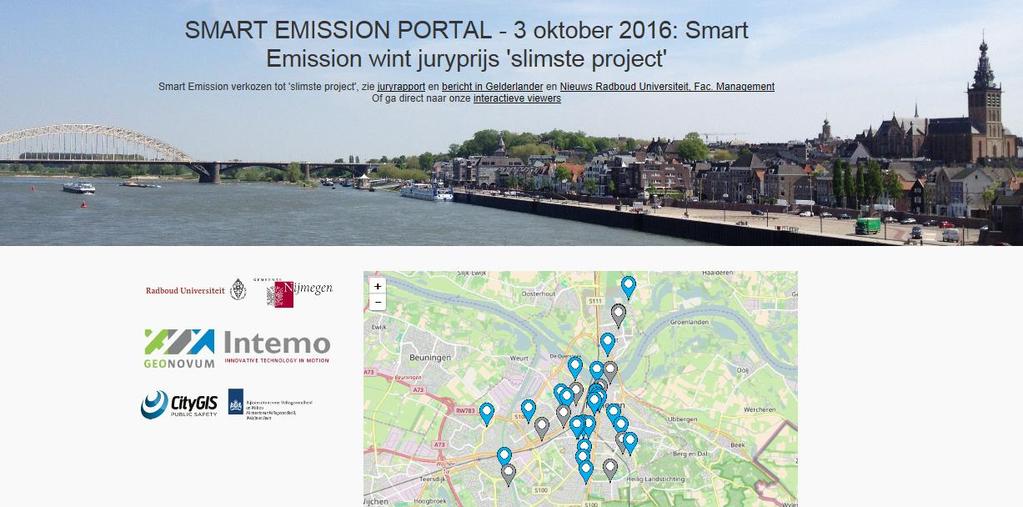 Slide optie 1A Sense-making with a citizen-sensor-network in the city of Nijmegen City government, university, entrepreneurs and citizens monitoring urban dynamics in Smart Emission project.