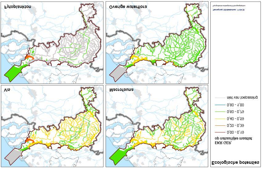 Figuur 3.2 Weergave van het Goed Ecologisch Potentieel (GEP) ten opzichte van de natuurlijke referentie.