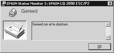 ls u EPSON Status Monitor opent zoals hierboven wordt beschreven, wordt het volgende venster met de printerstatus weergegeven. U kunt informatie over de printerstatus bekijken in dit venster.