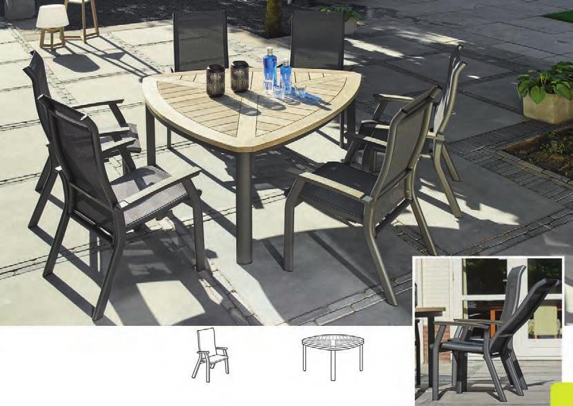 VANCOUVER dining Draaibaar spraystone blad 42 Berlini verstelbaar 61x65x114 cm 175,00 Berlini tafel met draaiplateau 140 cm Ø x 75 cm