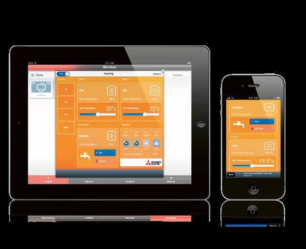BEDIENINGSSOFTWARE MELCloud-technologie De app voor klimaatregeling Met de gratis MELCloud-app kunt u overal gemakkelijk uw systeem bedienen op een smartphone, tablet of pc met internetverbinding.