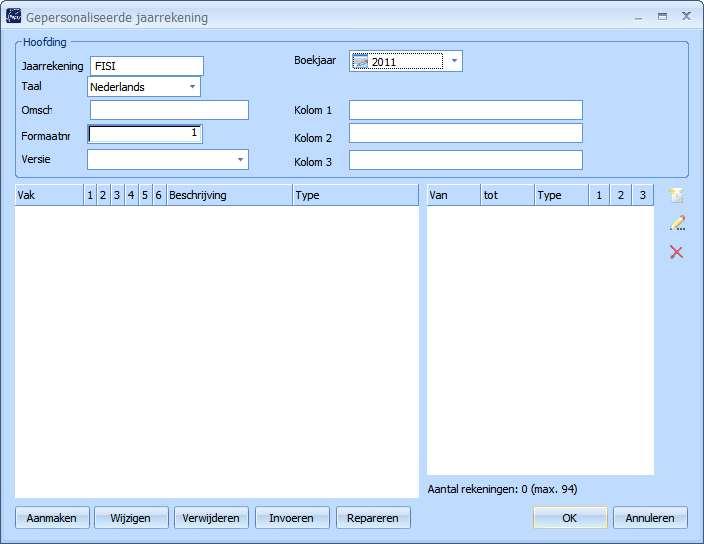 A.2.6 Een speciale jaarrekening «resultaatrekeningen» Om de jaarrekening NP op te stellen, gaat u via het menu Extra-> Jaarrekening - >Gepersonaliseerde jaarrekening.