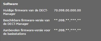 Als de basisstations niet automatisch wordt geupdate en u gebruikt provisioning adviseren wij de volgende stappen te volgen. 1. Log in op de DECT manager 2. Ga naar het tabblad [Status] 3.