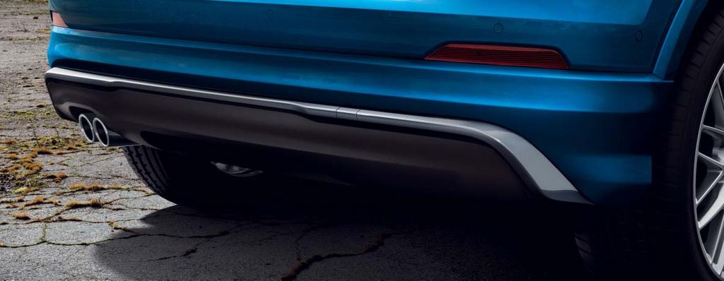 Het S line exterieurpakket accentueert de dynamische lijnen van de Audi Q2 en brengt fraaie