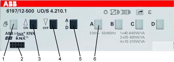 KNX Technisch Handboek 7 Bediening 4-kanaals apparaat 5 x knipperen Als tijdens het gebruik een fout optreedt, wordt het kanaal gedeactiveerd. De groene kanaal-led gaat uit.