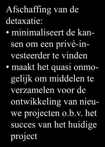 te maken Resterende vragen m.b.t. vorm van steunverlening in het algemeen Afschaffing van de detaxatie: minimaliseert de