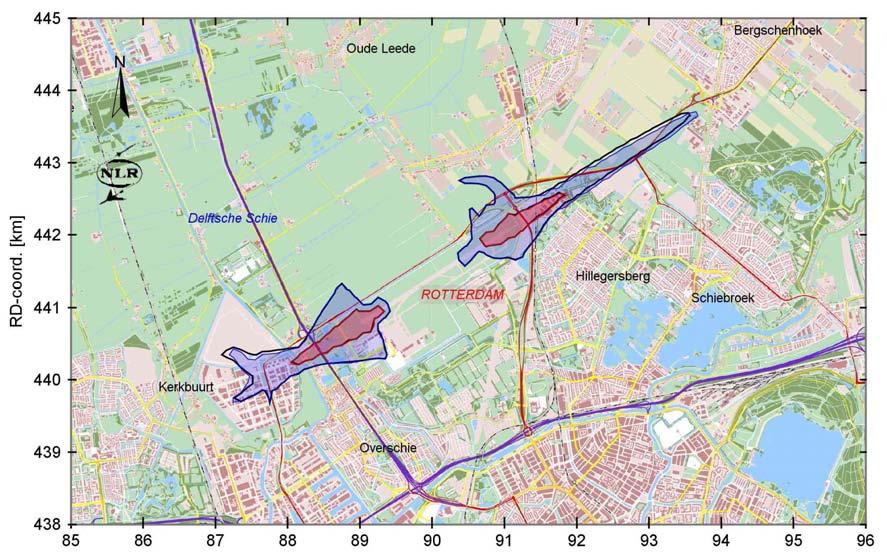 Topografische ondergrond Copyright Topografische Dienst Kadaster, Emmen, 2007 Figuur 4: PR-contouren van alternatief 4B & 6 en Referentiealternatief 1.