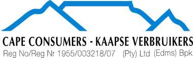 VAT Reg No / BTW Reg Nr 4320104542 Kaapse Verbruikers (Edms) Bpk LENINGSAANSOEK Kaapse Verbruikers (Edms) Bpk Atlantic Centre, 3de Vloer, Christiaan Barnardstraat 14, Posbus 2181, Kaapstad 8000