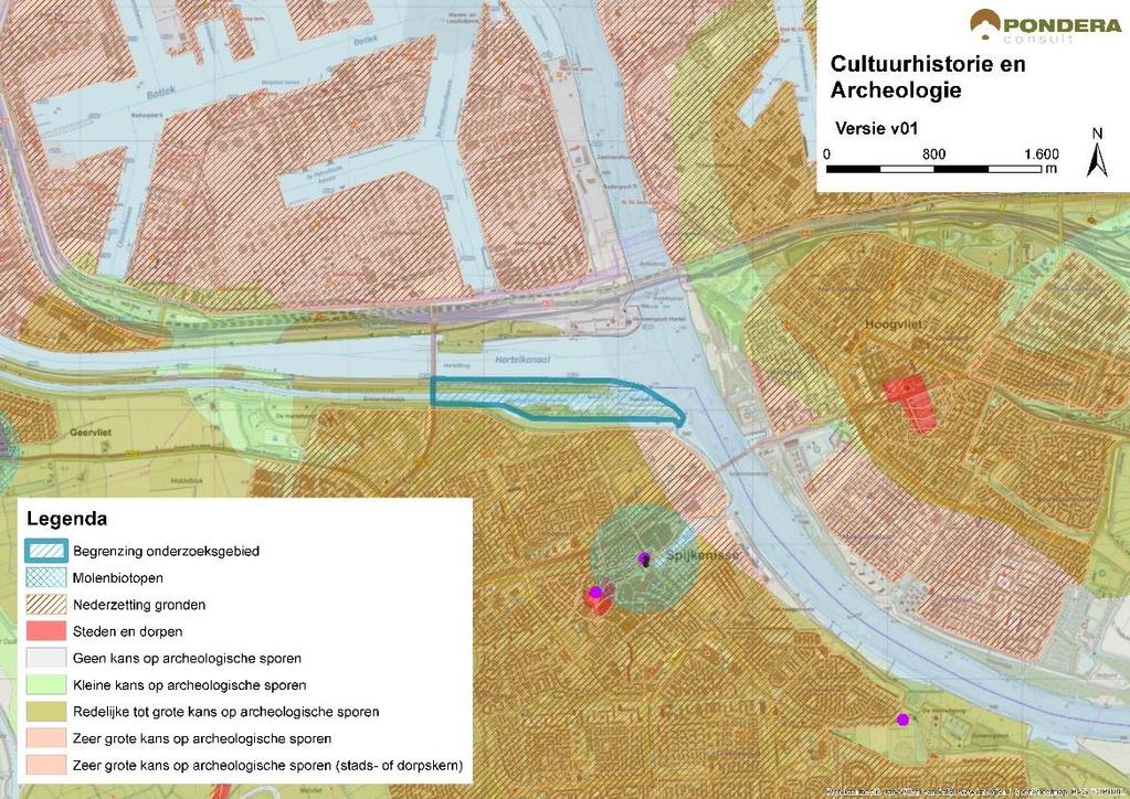 MILIEUANALYSE WINDENERGIE LOCATIE LANDTONG PLAATWEG / BRIELSE MAASDIJK OOST 36 33 bevinden zich op een afstand van circa 1 kilometer in zuidelijke richting verschillende cultuurhistorische waarden,