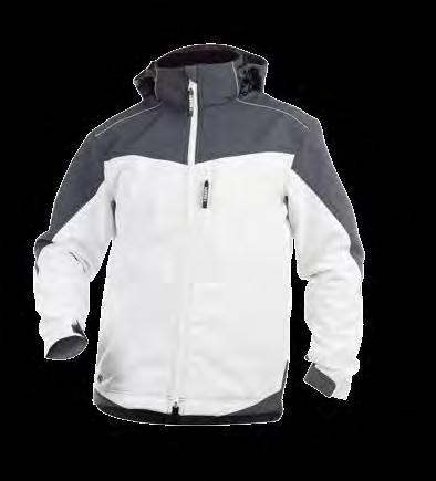 elastische koord - reflecterende bies - drielaagse softshell, binnenste laag fleece voering -