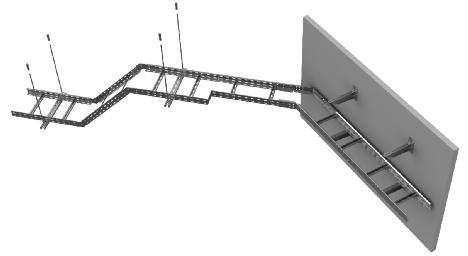 De verbinding van de ladders wordt met behulp van koppelingen S 60X200 (pag. 11) en 4 st. schroeven NSM 6X10 (pag. 22) uitgevoerd. Geperforeerde zijwanden vormen een L-profiel met gebogen rand.