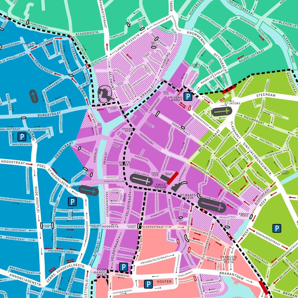 BEWONERSZONES De grillige bewonerszones die we op dit moment hebben, worden vervangen door grote zones die grotendeels samenvallen met de sectoren van het circulatieplan.