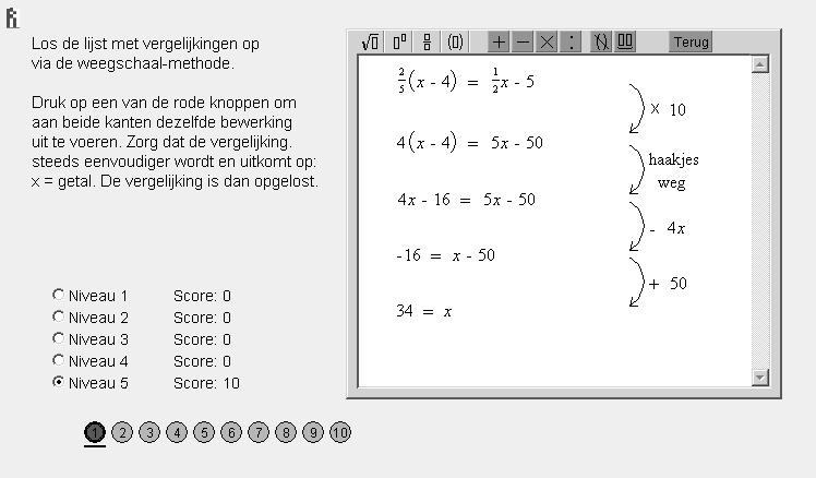 Lineaire Vergelijkingen Strategie Lineaire vergelijkingen strategie is een nieuwe versie van Vergelijkingen oplossen met de weegschaal dat al langer op Wisweb wordt aangeboden.