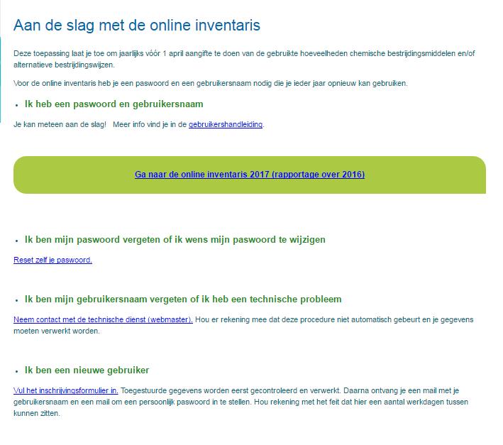 figuur 2 aan de slag met de online-inventaris Vul minimaal de verplichte velden in en klik op versturen. Toegestuurde gegevens worden eerst gecontroleerd en verwerkt.