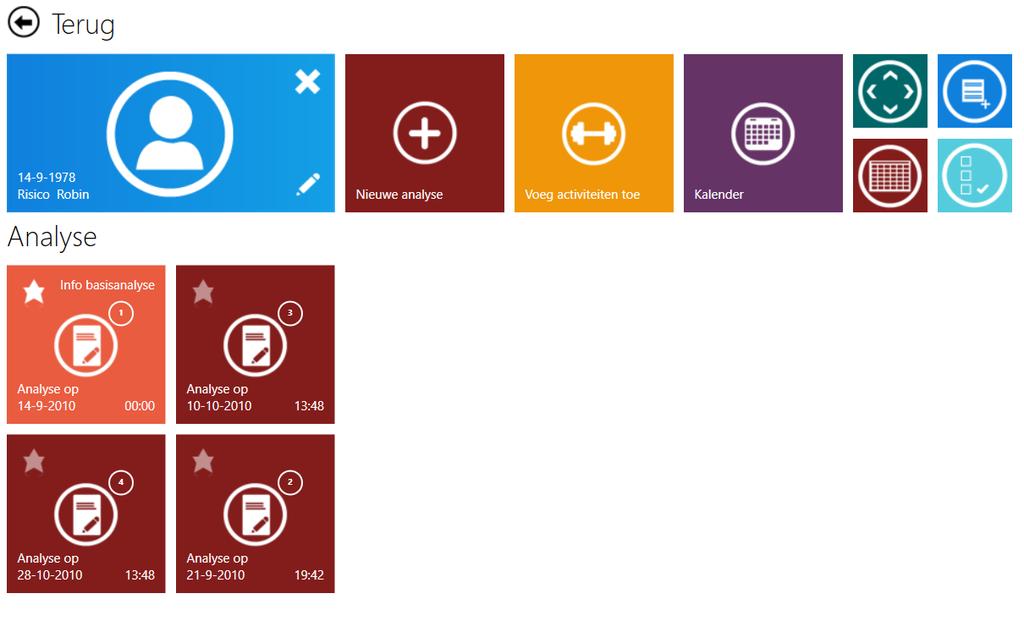 4.3. Een meting van 1 persoon doorsturen/exporteren Ga naar de persoon van wie je de meting wil doorsturen: Kies het volgende pictogram ( toon