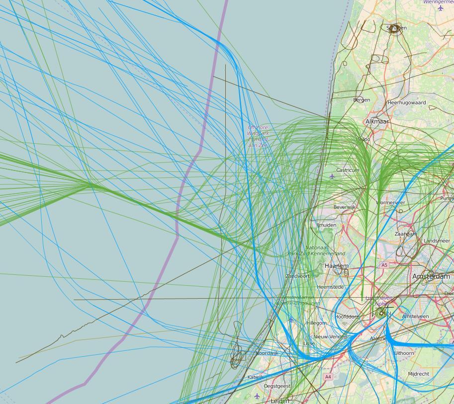 Oorzaken verlaten hartlijn en luchtverkeersweg Donderdag 21 juli, tracks 11.00 tot 14.