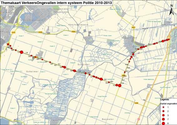 3.6 Ongevallenanalyse door politie Noord-Holland Vanuit de politie Noord-Holland is een extra bijdrage geleverd met inzicht in de gegevens van verkeersongevallen vanuit het interne systeem met de ter