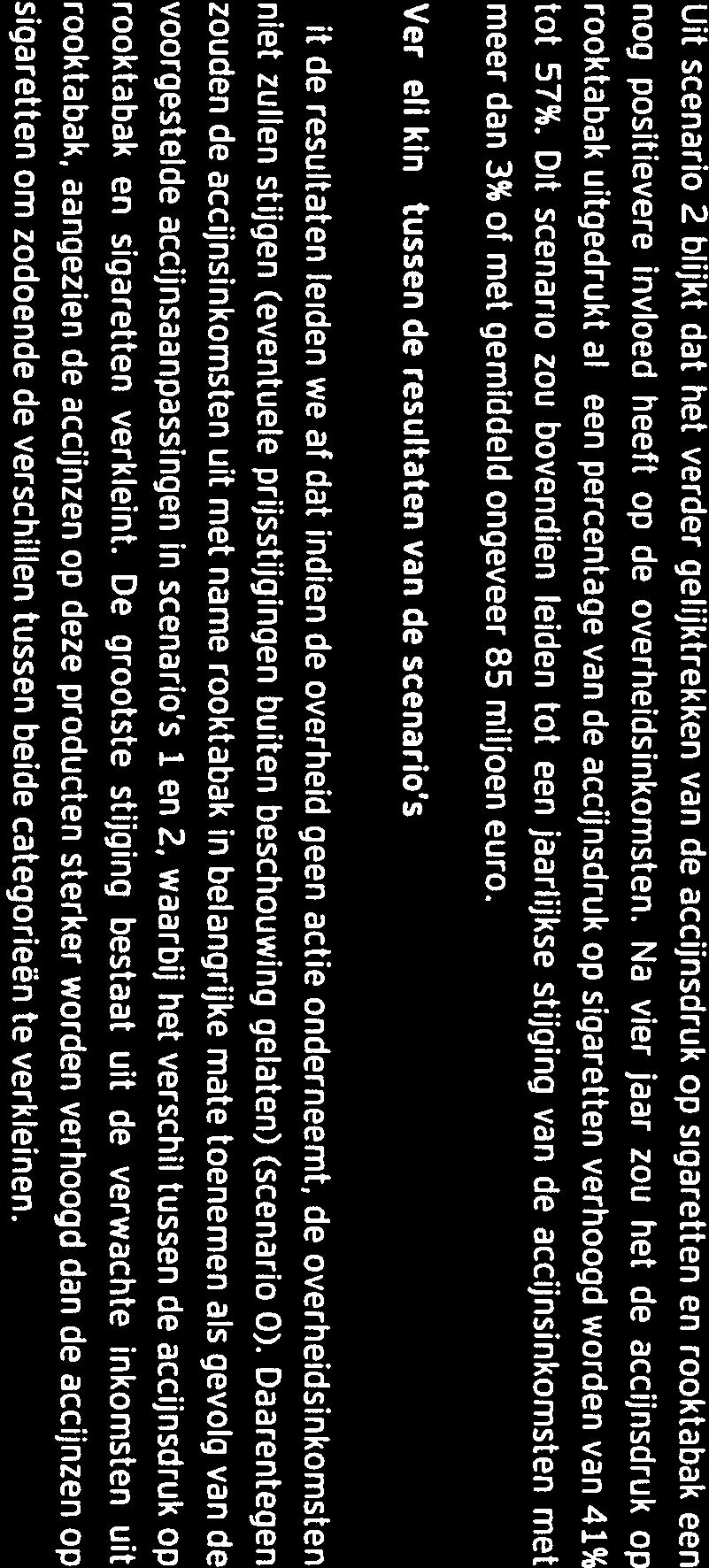 EY F 1 fl 1 1 7 1 SCENARIO 2 - Verkleining van het verschil in de accijnsdruk tussen sigaretten en rooktabak met jaarlijks 4% Accijnsdruk per 1000