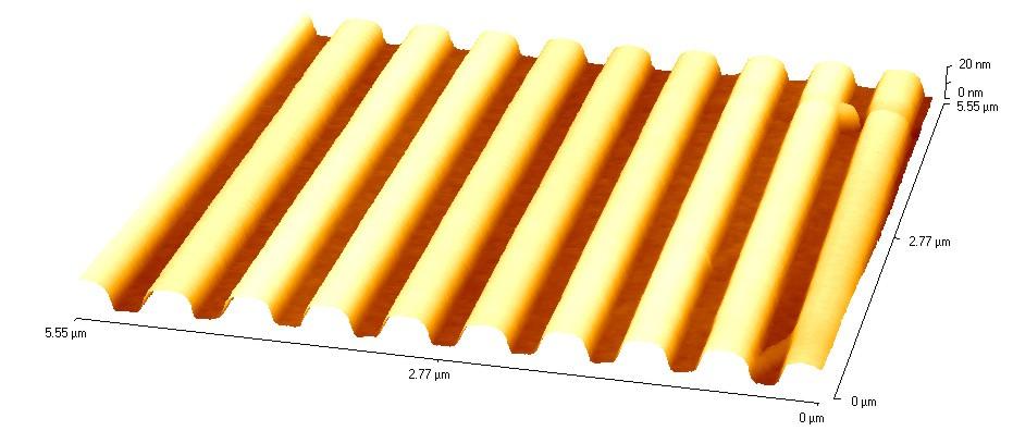 AFM is available in Ghent University in the solid-state physics research group. An example of a very shallow grating is shown in figure 5.11.