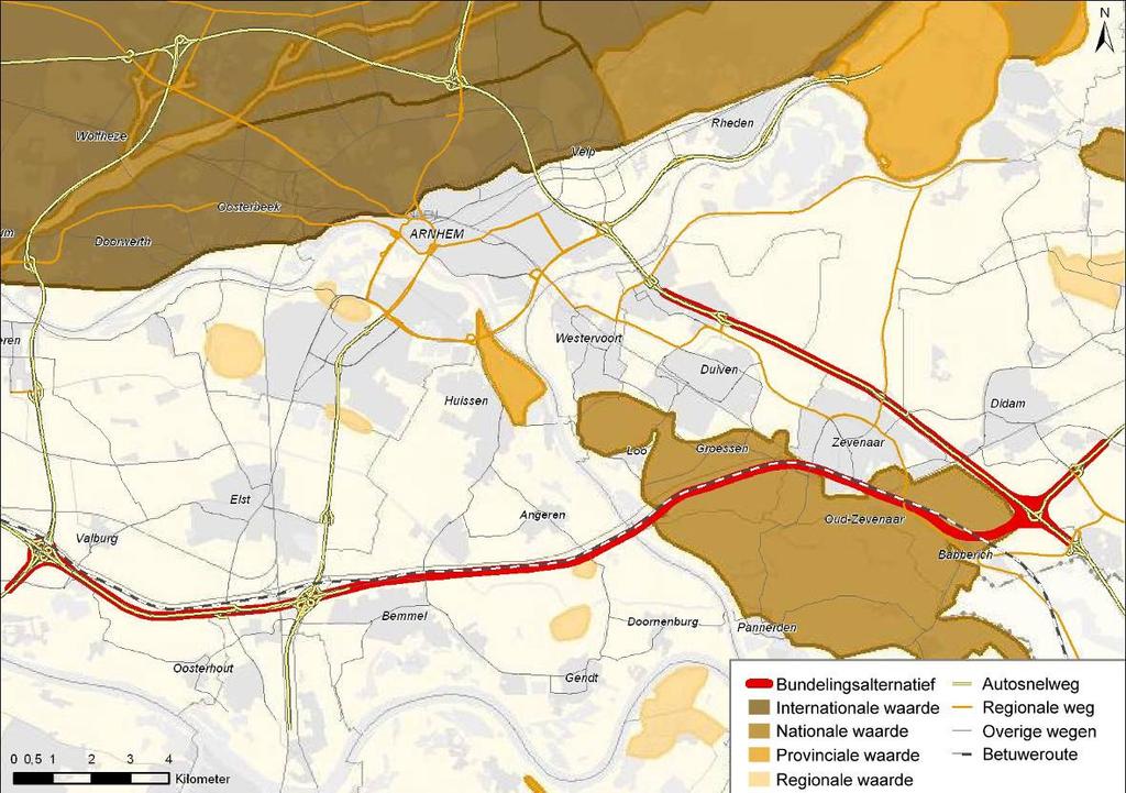 Afbeelding 6-5 Doorsnijding van geologische en aardwetenschappelijke waarden door het Bundelingsalternatief Regiocombi-alternatief De Regiocombi-alternatieven doorsnijden op de Veluwe een tweetal