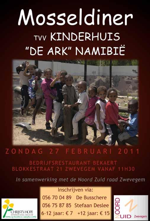 welzijn Kinderhuis "De Ark" Namibië Van Zwevegem naar Namibië In 2004 gingen Christiaan en Rita Scherpereel voor korte perioden naar het kinderhuis " de Ark "in Namibië om daar mee te werken als