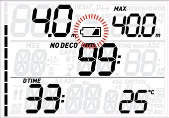 In dit geval functioneert de Quad, als u een herhalingsduik wilt maken, alleen nog als dieptemeter en timer (modus bottom timer) en wordt op het display weergegeven. zwemmen.