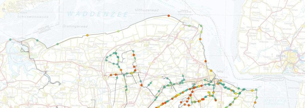 Figuur N.2 Restversnelling, exclusief hoogte, (m/s2, 1:475 per jaar), gemiddeld over alle ondergrondscenario s bij de huidige profielen voor macro-stabiliteit binnenwaarts Tabel N.