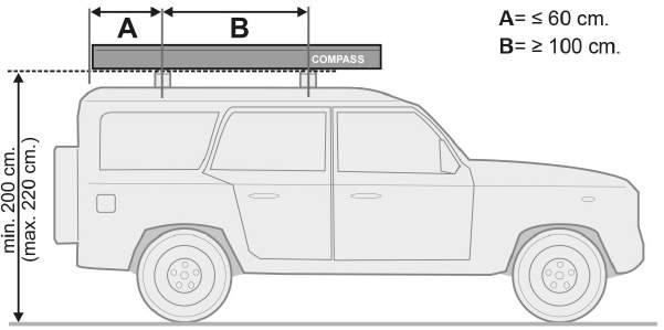 Geschikt voor montage op 4x4 en camperbusjes FIAMMA COMPASS Installatie 4 x 4 Installatie kan met