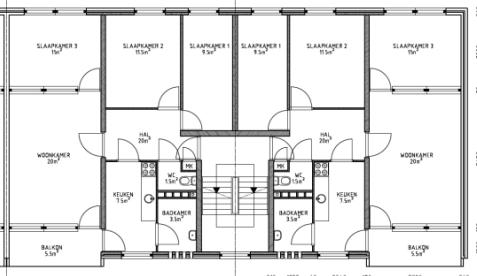 Tabel 6 Design study flexibility measures variant 1 apartment buildings Flexibility measures Variant 1 Apartment block 1: Flexibility measures CANNOT be implemented Apartment block 2: Flexibility