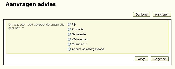 Handleiding Omgevingsloket online - Rol coördinator - versie 2.2 4. En ten slotte geeft de coördinator aan welke specifieke adviesorganisatie voor dit advies wordt betrokken: 5.